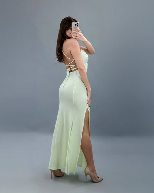 Lace-Up Backless Maxi Dress